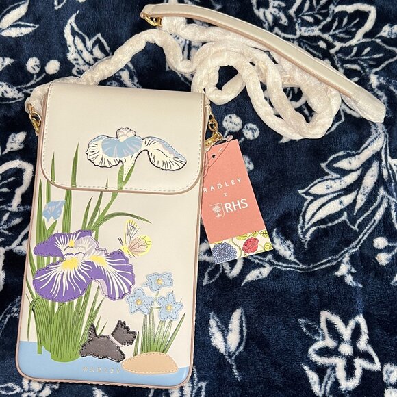 NWT Radley London RHS Leather Phone Crossbody - Chalk - Picture 1 of 5